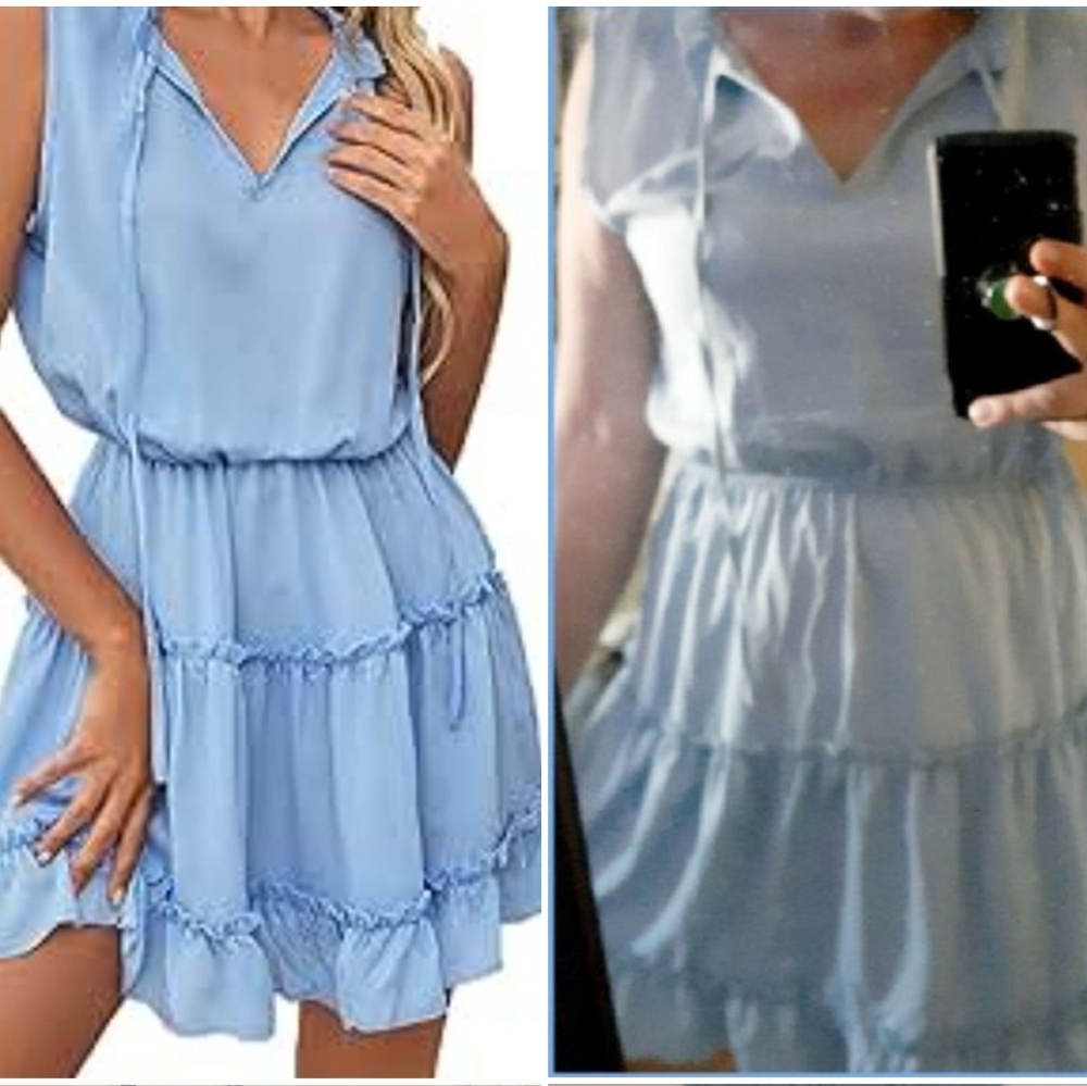 Cupshe Blue Ruffle Dress XL